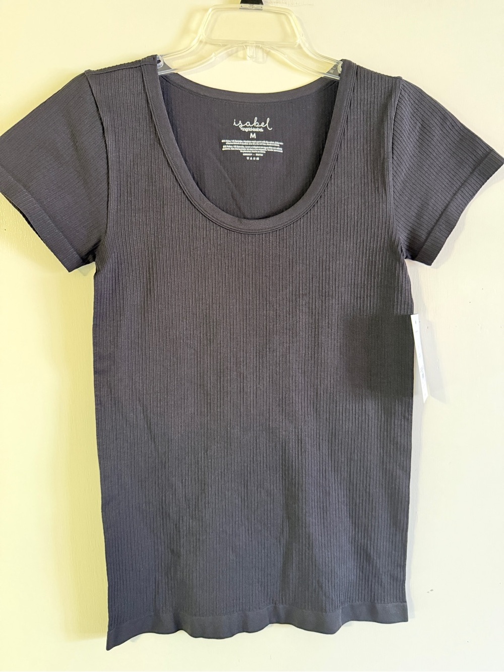 Isabel Ribbed Scoop Neck Tee Maternity - Black NEW